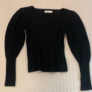 Sandro Black Square Neck Sweater
